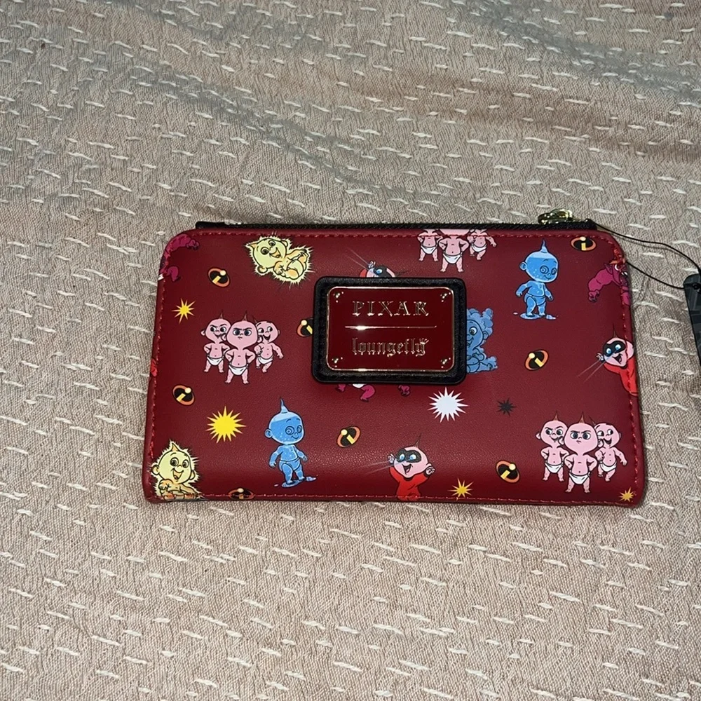 Loungefly Pixar The Incredibles Jack-Jack Red Faux Leather Bifold Wallet NWT